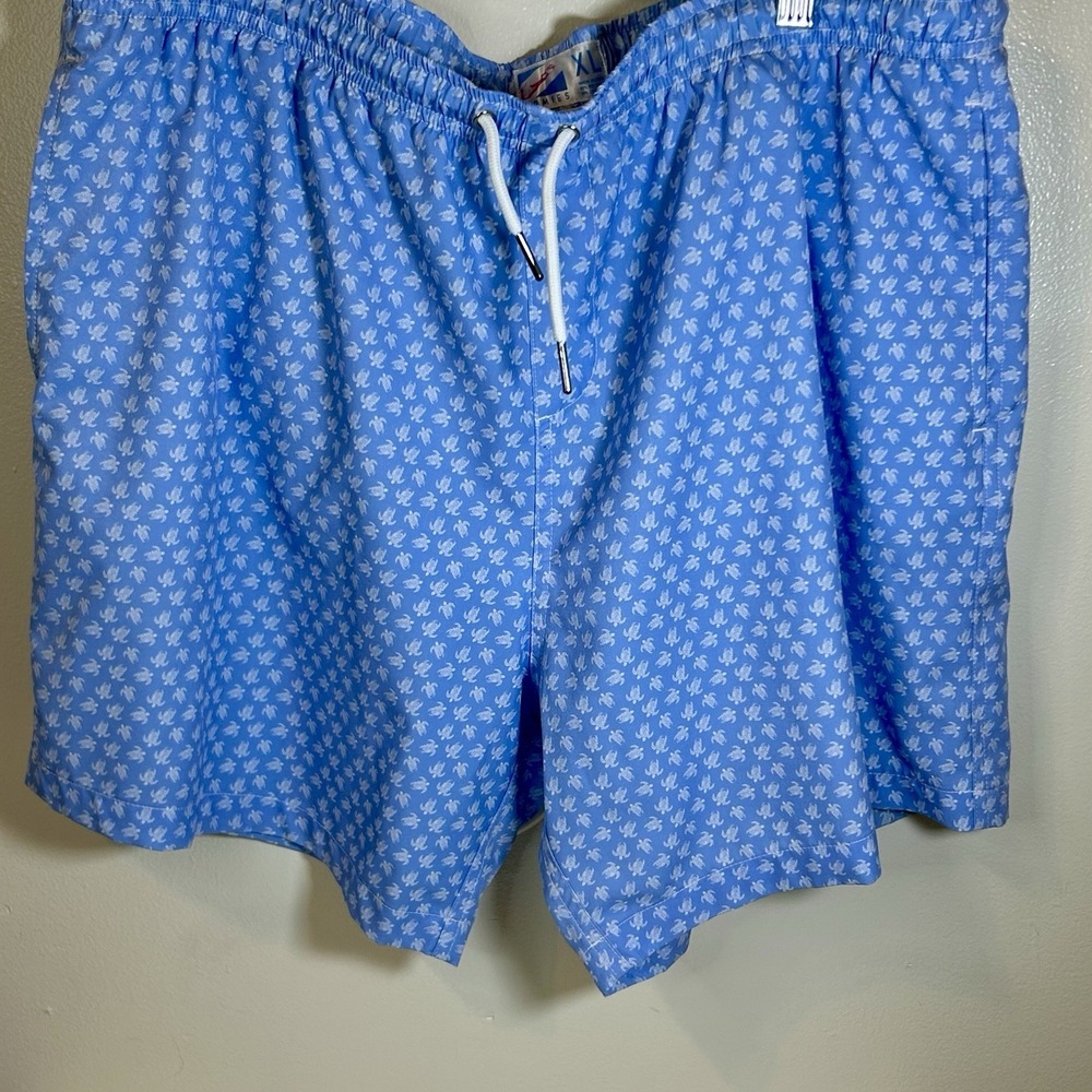 Vtg Bermies Turtle All Over Print Shorts‎ Men's XL Blue Lined Swim Trunks Shorts